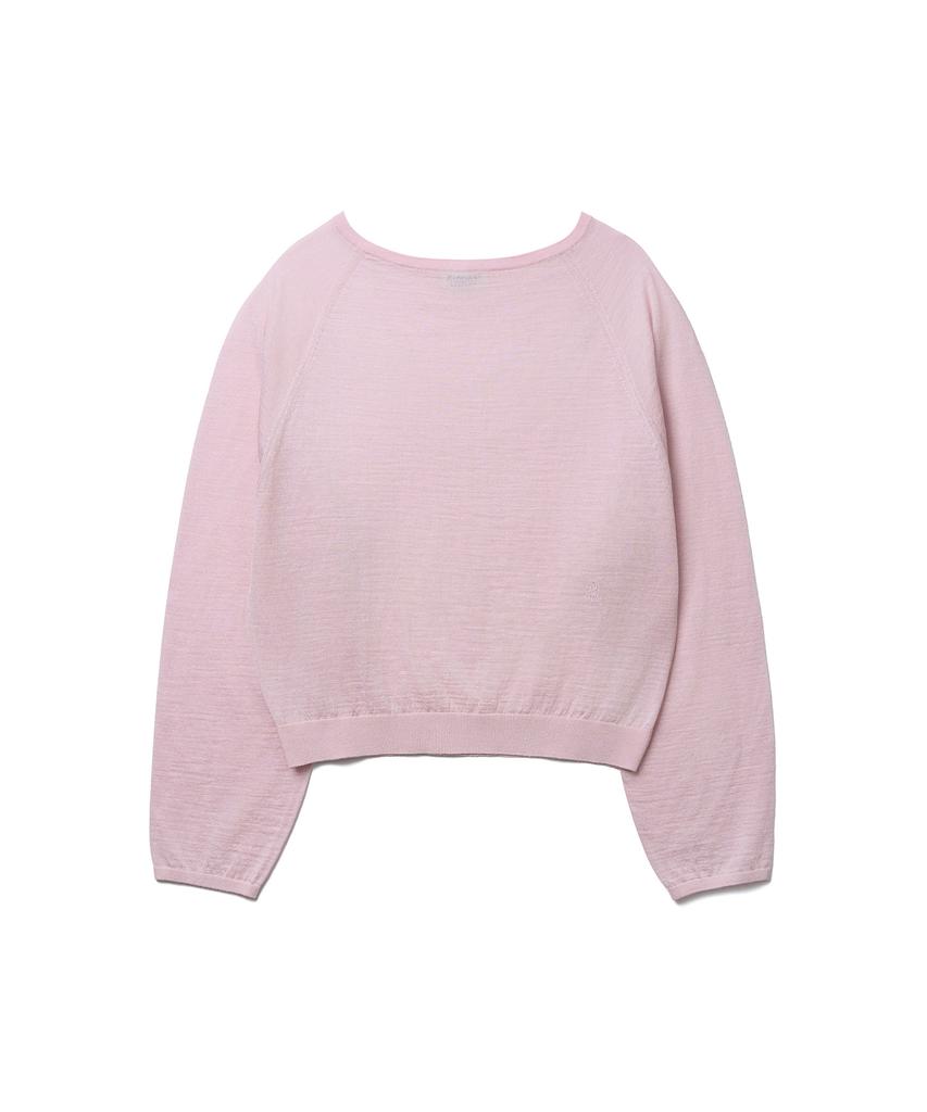 Tudument Sheer Off Shoulder Pullover_Light Pink