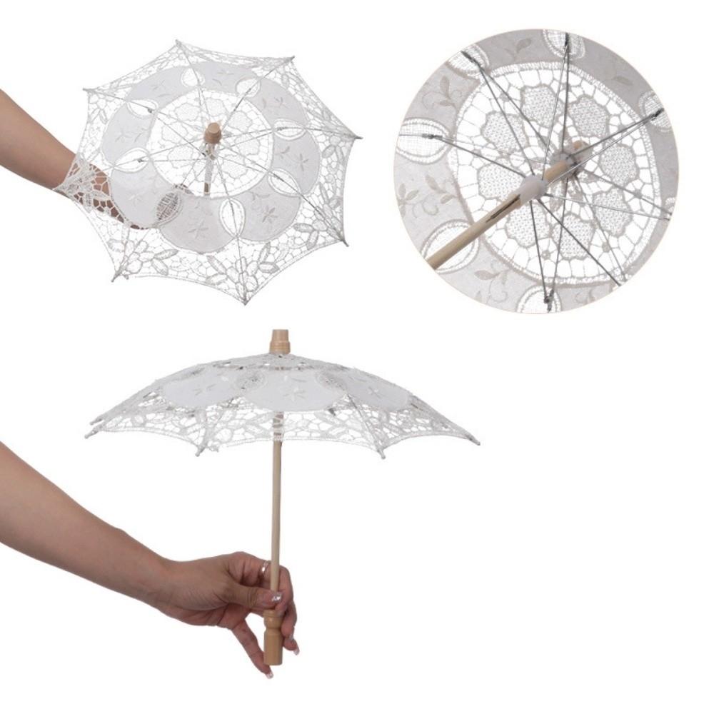 Embroidery Flower Girl Umbrella 26/31/43/53cm Kids Sun Umbrella  Bride Wedding Gift