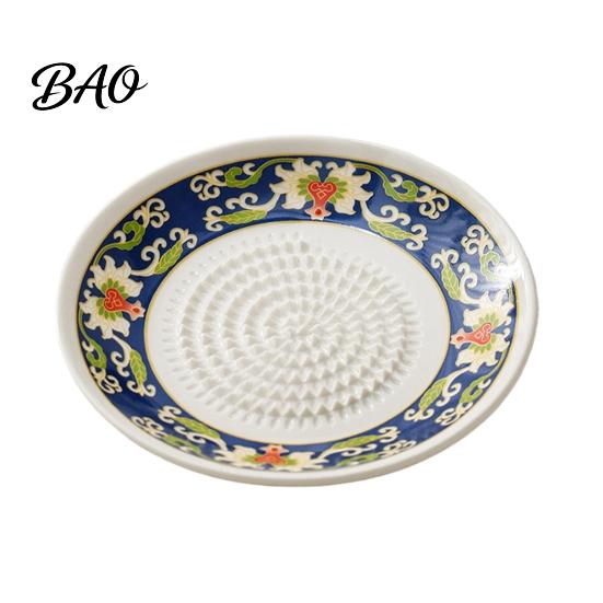 Garlic Dipping Sauce Bowl Ceramic Grinder, Multi-Functional Grating Plate, Manual Ginger Compact Grater Zester Bowl, All-in-One Prep Mixing