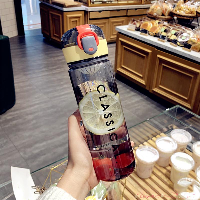 

1 шт. Милая чашка для студентов, занятий спортом на открытом воздухе, пластиковая чашка, простая, устойчивая к падениям, удобная чашка, в которую можно положить чай, герметичная бутылка для фитнеса 500ML серый