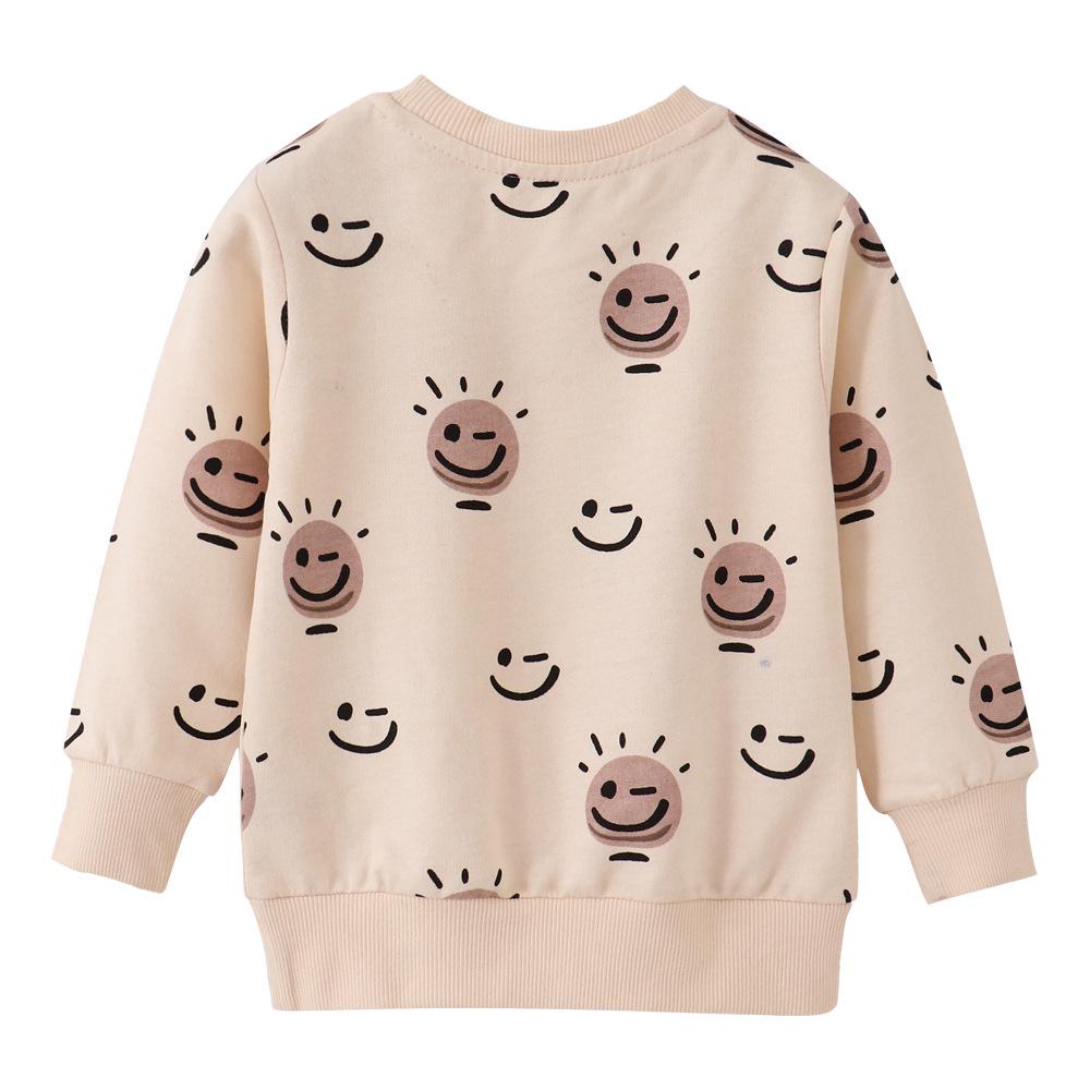 Autumn Cartoon Long-Sleeve Round Neck Sweatshirt for Girls - Casual Cotton Terry Kids' Top