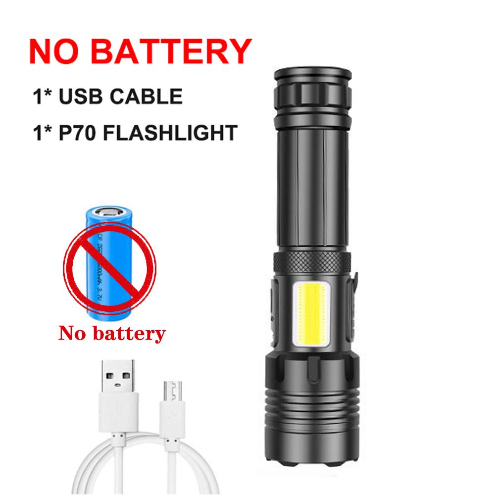 Rechargeable Super Bright Tactical Flashlight High Lumens Zoomable LED Flashlight With COB Side Light 7Modes Floodlight Torch