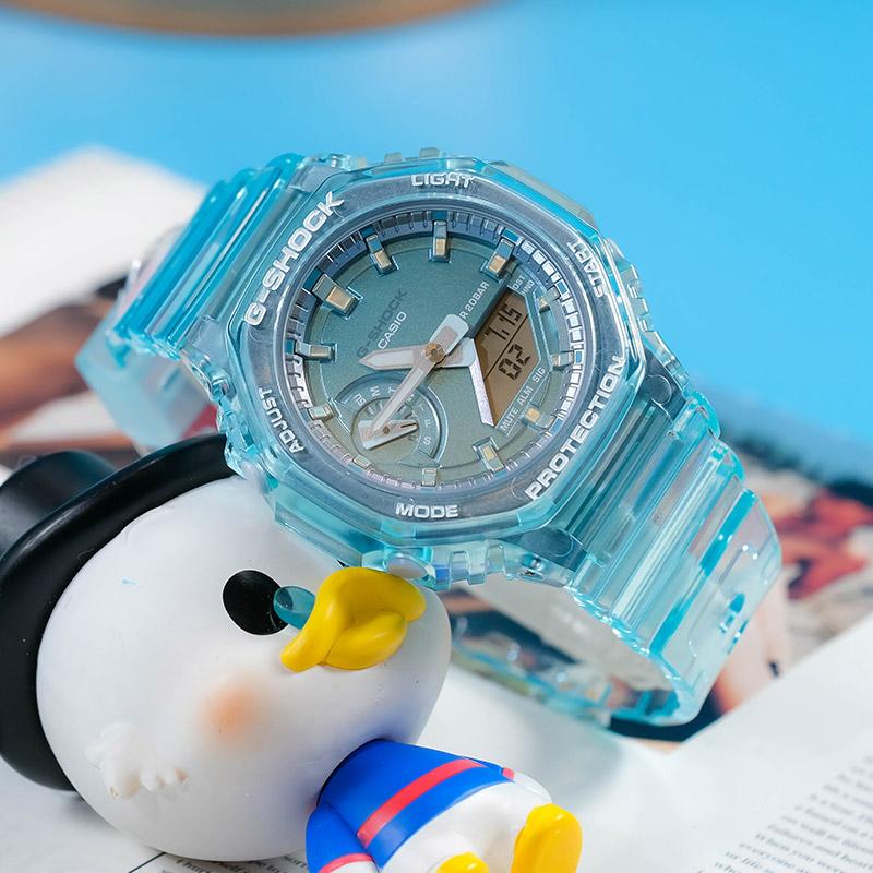 Casio G-SHOCK Ice Tough Series Octagonal Translucent Waterproof Movement Quartz Movement Resin Strap Japanese and Korean Watch GMA-S2100SK-2APR