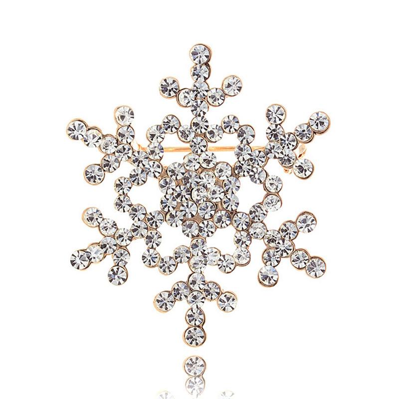 Christmas Snowflake Brooch, Alloy Diamond Brooch, Exquisite Flower Anti-Light Pin