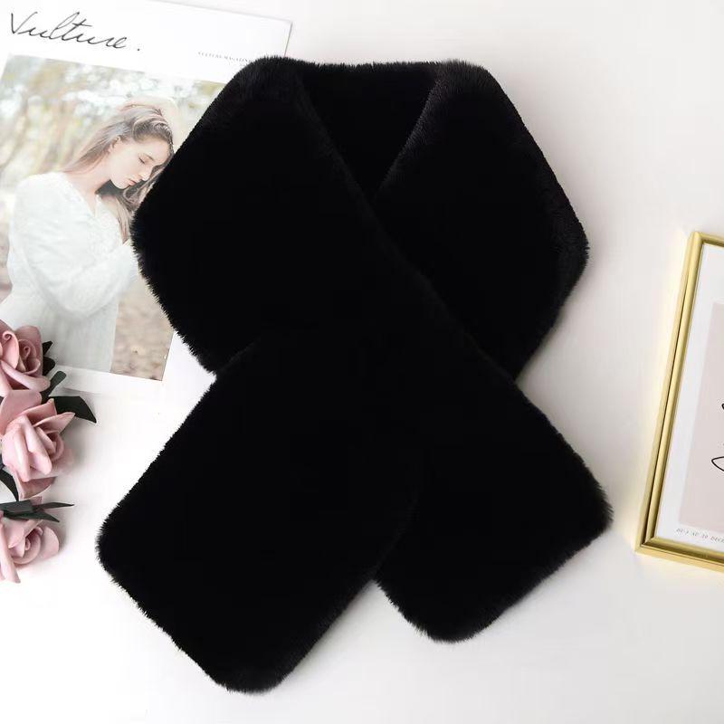 Imitation Rex Rabbit Fur Cross-Style Neck Warmer Scarf - Short, Thickened, Versatile Winter Collar