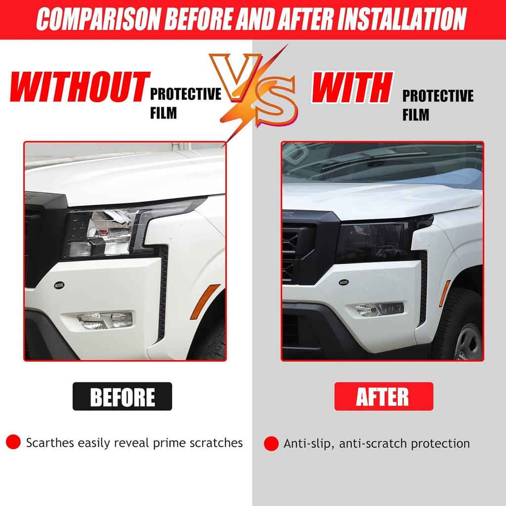 Yinanlutos Headlight Film Protective Compatible with Nissan Frontier 2022-2025 Front Head Light PreCut Decoration Sticker Decal Car Exterior