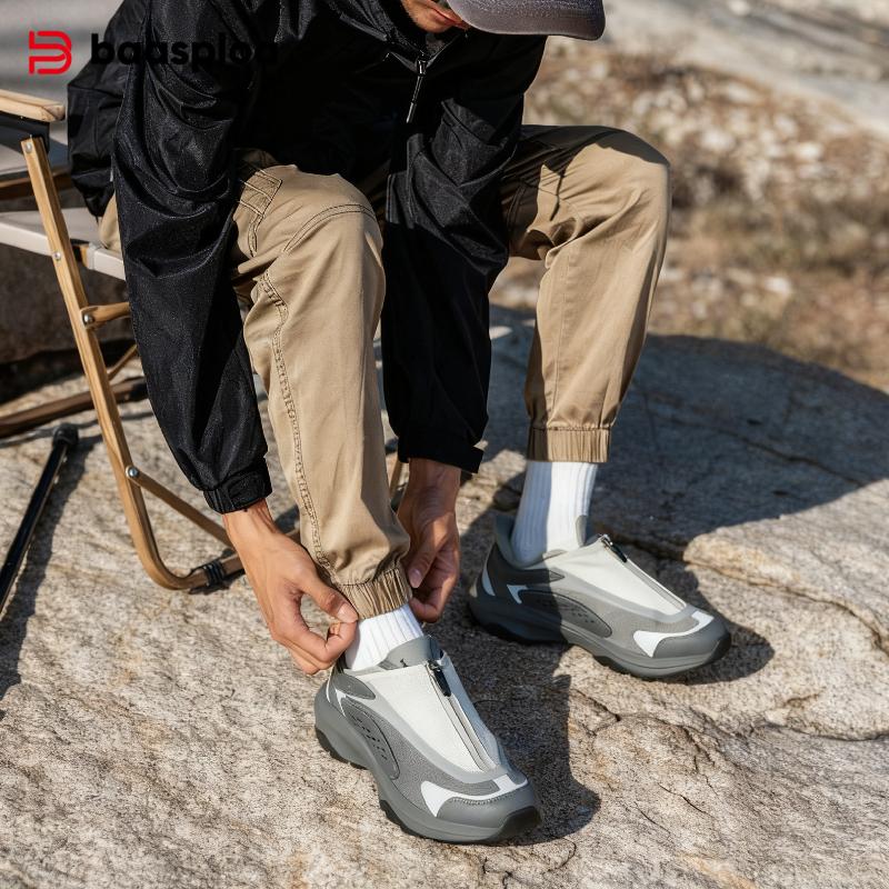 BAASPLOA Men's Outdoor Hiking Boots Hiking Shoes Men's Rotating Buckle Lightweight Non-slip Men's Outdoor Brand Men's Shoes Winter Upgrade Thickened