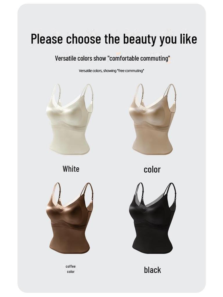 Damen Nahtloses Nude Camisole aus Maulbeerseide – Bequem, Hautfreundlich, Lang, Atmungsaktiv, Einfaches Westchen