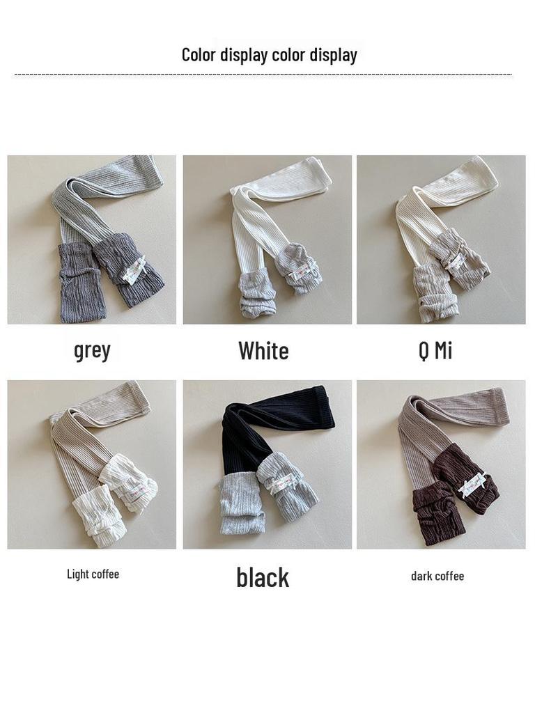 2025 Korean Style Knitted Scrunch Leggings & Tights Combo - Nine-Point Girls' Cotton Leg Warmers