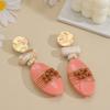 Vintage Maillard Style Pink 3D Geometric Beaded Handmade Wire Wrapped Earrings