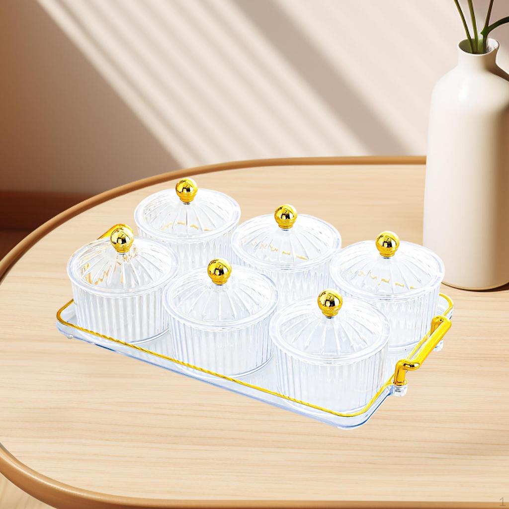 Dried Fruit Snack Serving Tray Dish with Lid Snacks Divided Kitchen Storage Jar