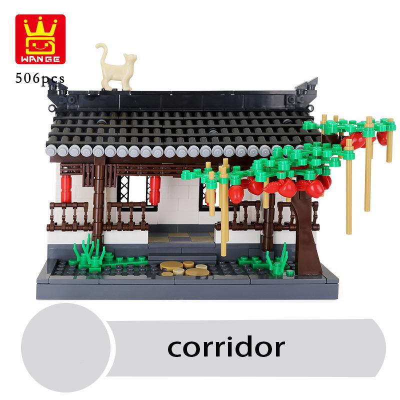 Street House Architecture China ancient times Chinoiserie villa Model building block DIY brick creative Toy Moc classical idea