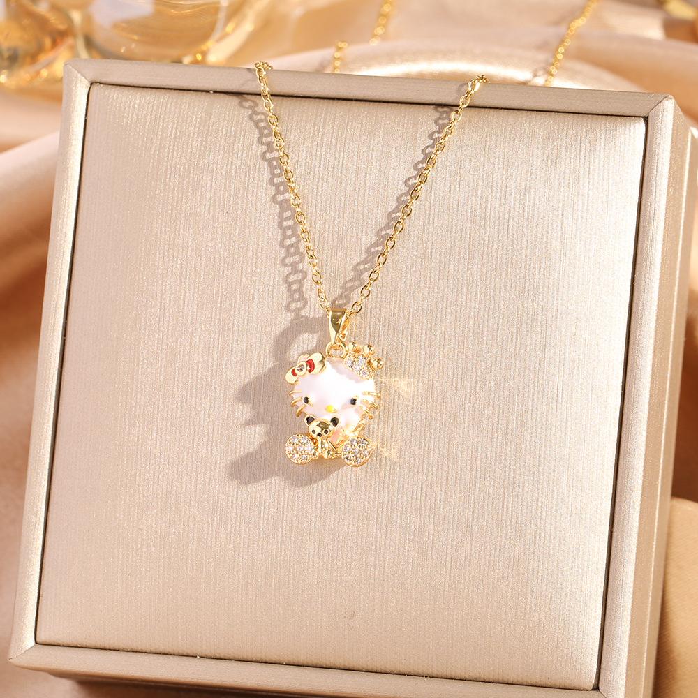 Four Leaf Clover Pendant Necklace For Women Fashionable Zircon Crystal Adjustable Chain Delicate And Versatile Jewelry