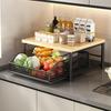 Kitchen Countertop Organizer Storage Shelf with Wire Basket Drawer Double-Tier Space-Saving Rack for Coffee Maker Spices Vegetables Fruits