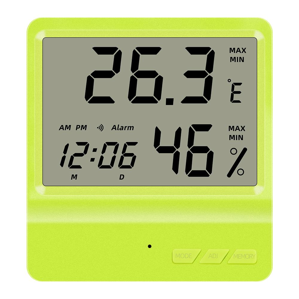 

LCD Display Multi-function Household Indoor Standing and Wal Hanging Thermometer Hygrometer Clock Temperature Humidity Meter золотой