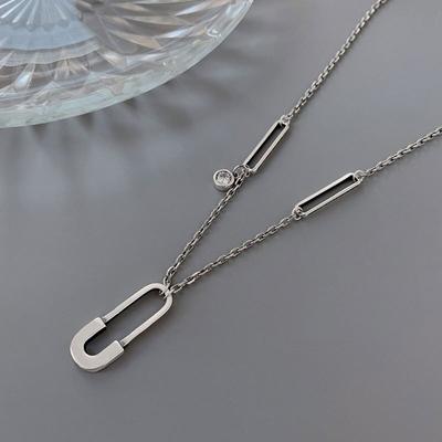 925 Sterling Silver Paper Clip Necklace for Women Vintage Charm Pendant Necklaces Party Jewelry New