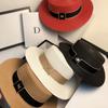 New Products Imported In Summer Korean Webbing M Flat Top Top Hat Fashionable French Simple British Style Straw Hat Shading and Sun Protection
