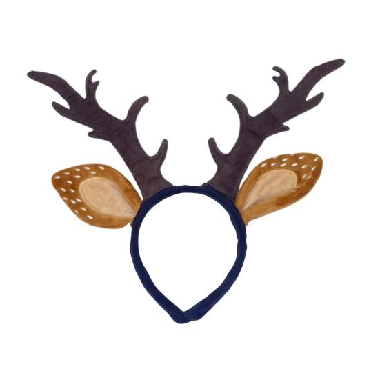 Reindeer Antlers Headband for Women Adults Plush Deer Ears Headpiece Reindeer Horns Costume Accessories for Halloween Christmas Party Cosplay Supplies