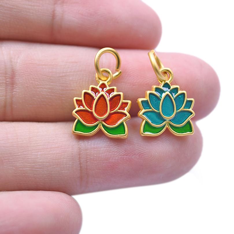 5/10/15 Random Mixed Plant Enamel Flower Charms For Jewelry Making Bulk Diy Girl Women Accessories Lotus Pendant Heart Materials