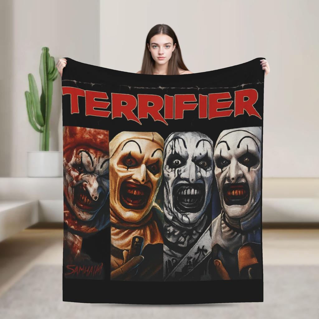 Art Crispies Terrifier Clown Blankets  Warm Novelty Plush Throw Blanket For Kids Living Room Flannel Bedspread Bed Cover