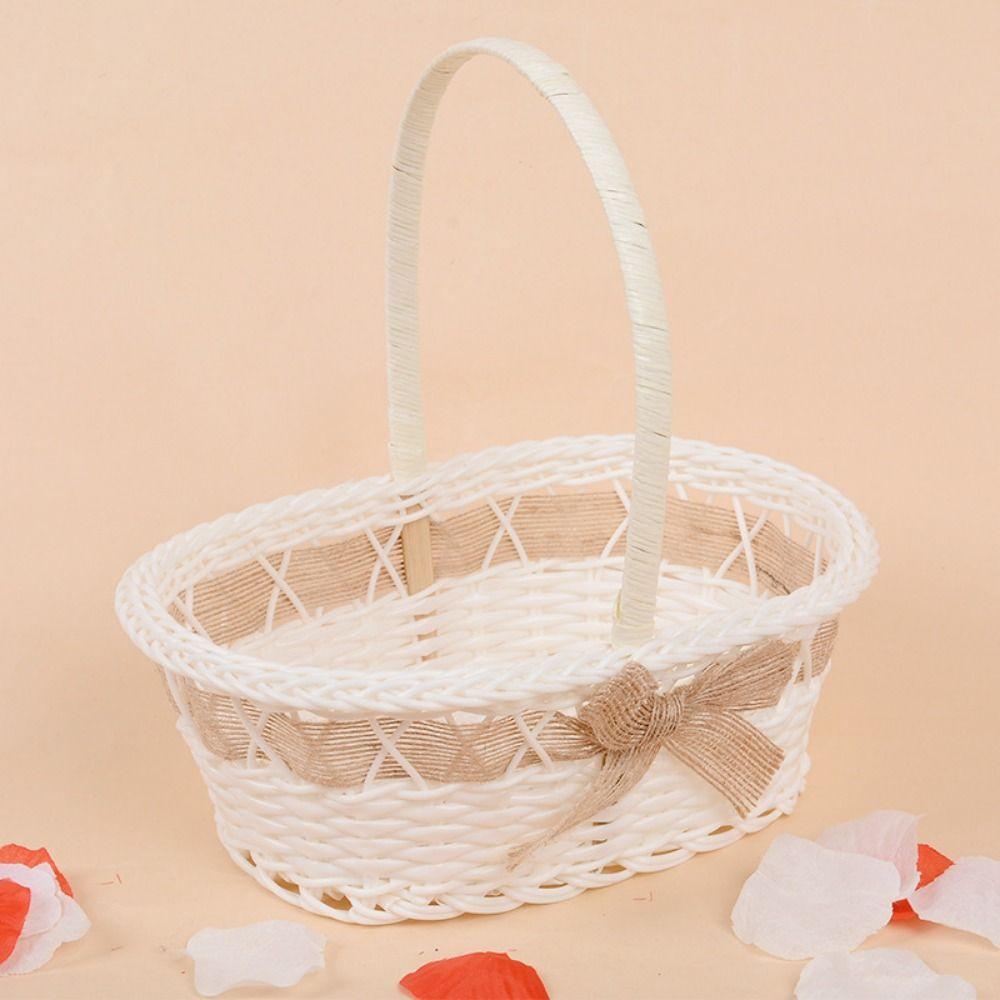 Beautiful Hand Made Storage Baskets With Handle Wicker Flower Basket  For Plant Home Wedding