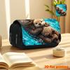 Otter Cub 2D Printed Double-Layer Flip-Top Black Pencil Case - Back-to-School Essential Pencil Box, Daily Multi-Functional Makeup Bag, Large-Capacity