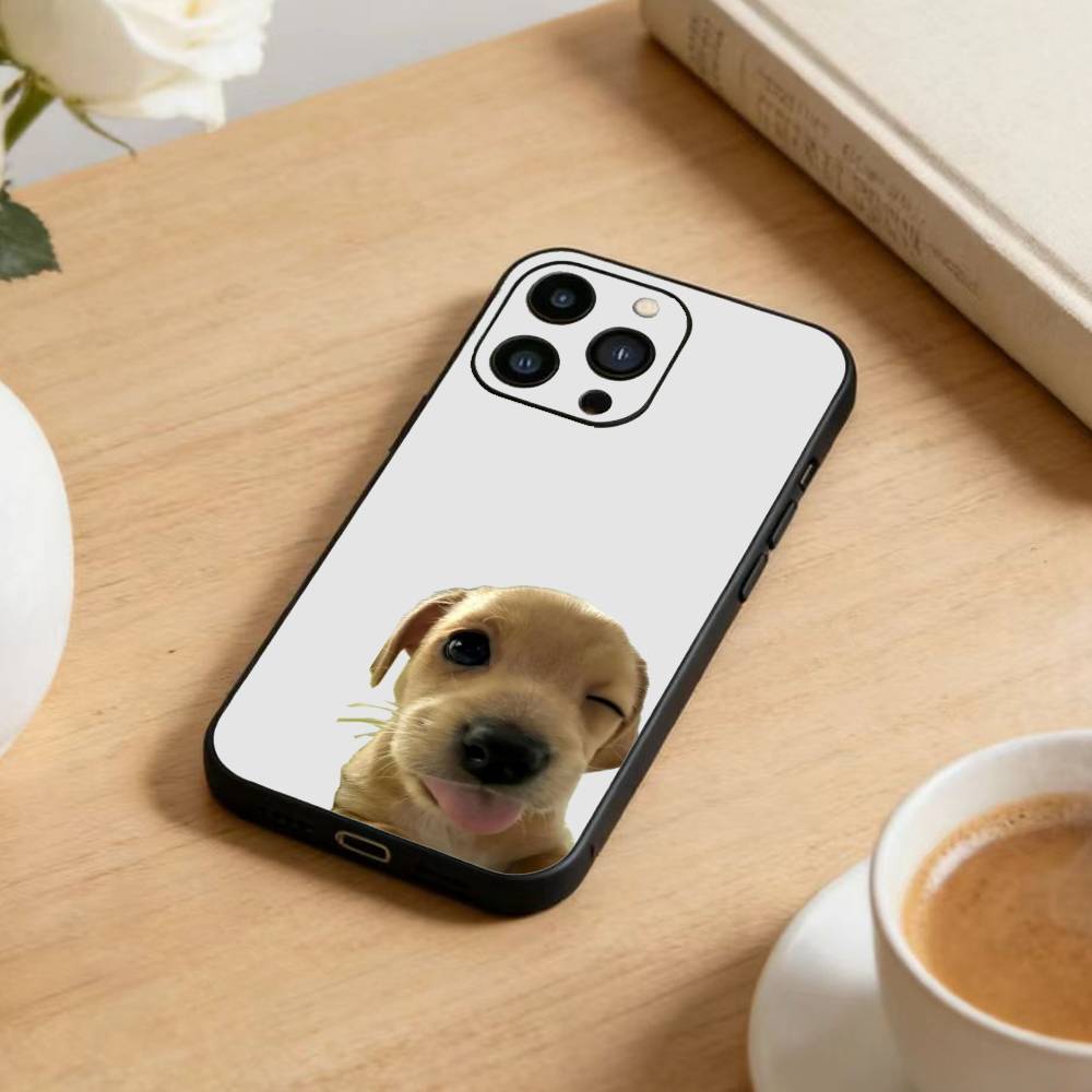 Goofy Dogs Big eyes Phone Case For iPhone 16,15,14,13,12,17,Pro Max,Plus Silicone Black Case