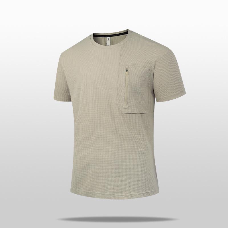 Men s Cooling Quick-Dry Seamless Pocket T-Shirt - Breathable, Loose, Plus Size 2XL абрикосовый