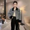 New French Petite Woolen Jacket - Autumn/Winter Collection, Stylish Lapel, Thickened Short Design