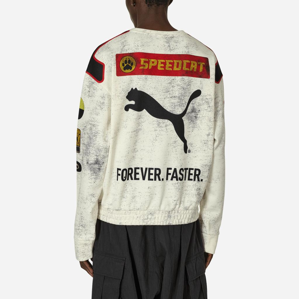 PUMA Collaborative Logo Letter Slim Fit Breathable Casual Crew Neck Pullover Knit Sweater Unisex Tops Warm-White 631042-65