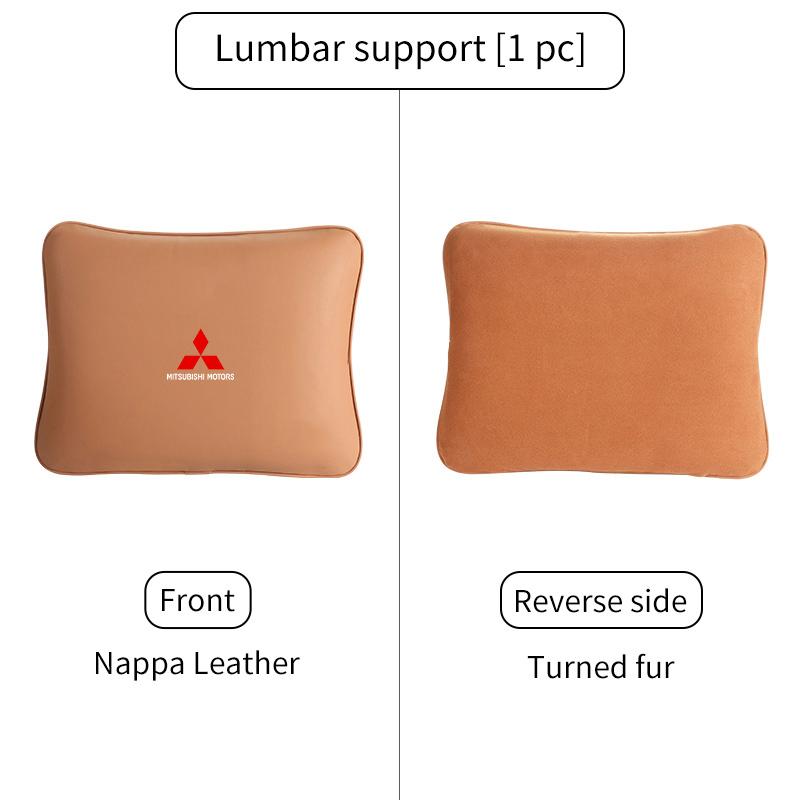 For Mitsubishi Car Leather Headrest Neck Support Seat Waist Cushion Pillow Auto Accessories Outlander Pajero Sport Lancer EX ASX RP4