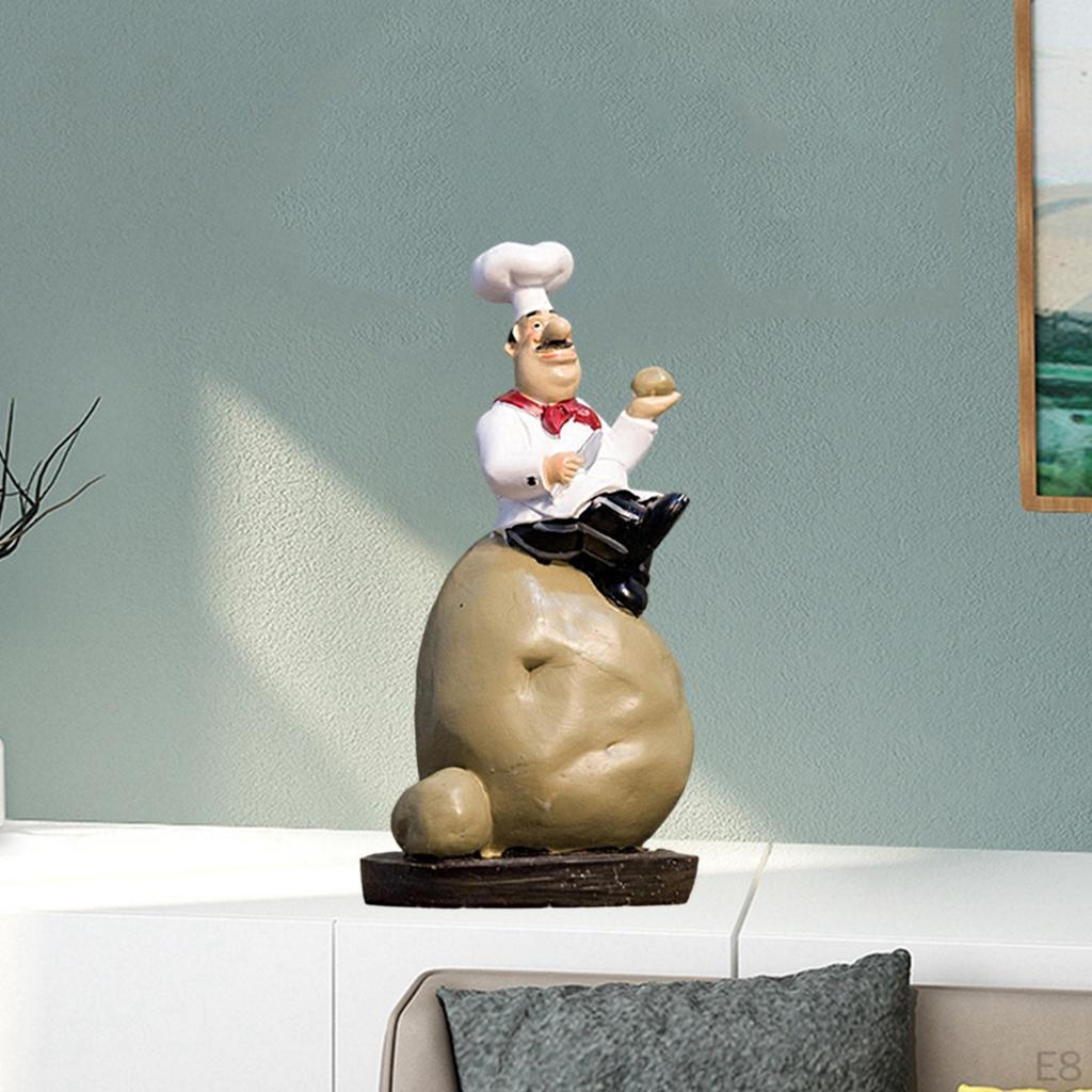 Statua in Resina di Cuoco Statuetta Modello Cuoco Ornamento Negozio Accessori per Casa Cucina