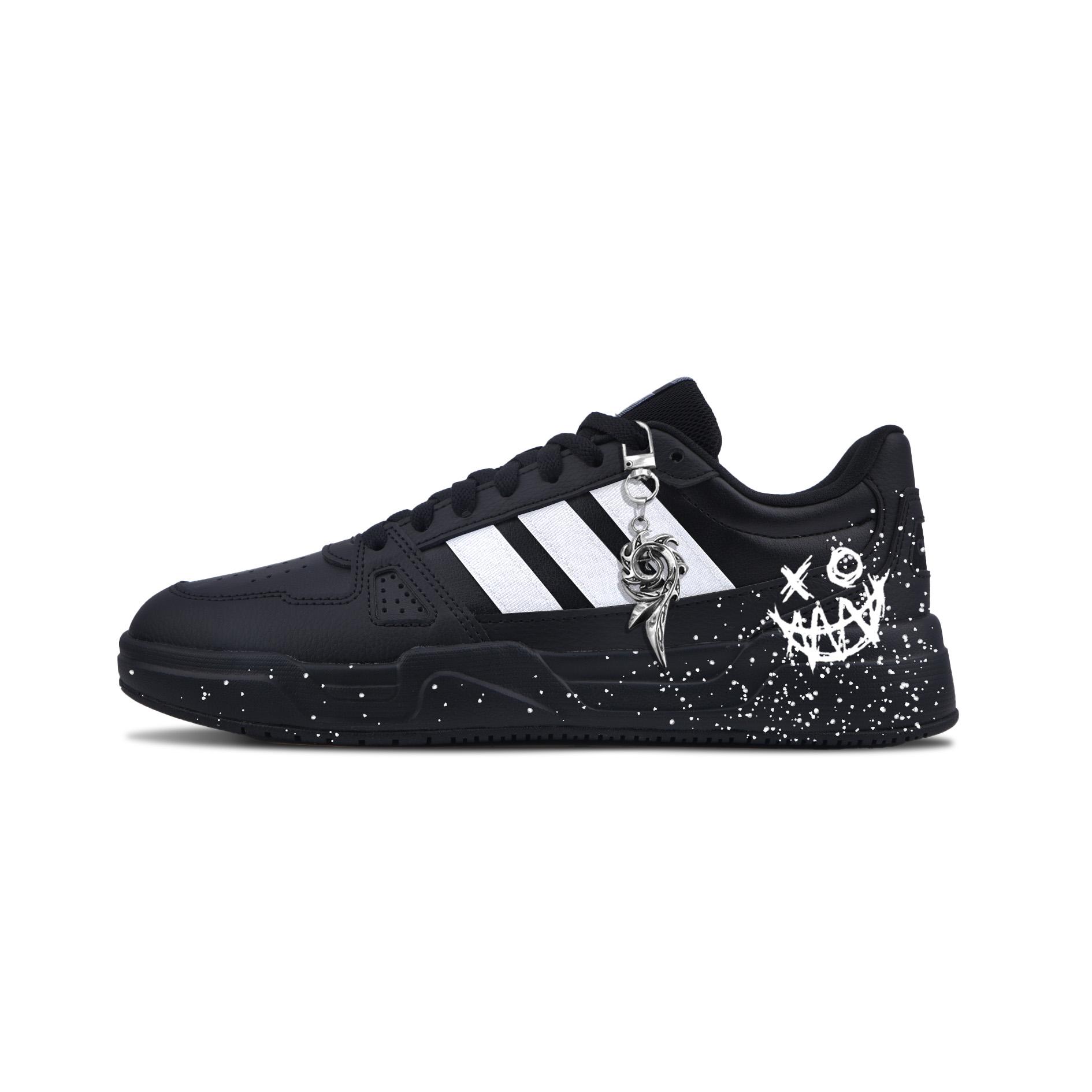 

Adidas LITE BALLER Evil Smiley Face Abrasion Resistant Slip Resistant Low top Skateboard Shoes Unisex Black White JS4361(Team2033-) 40⅔
