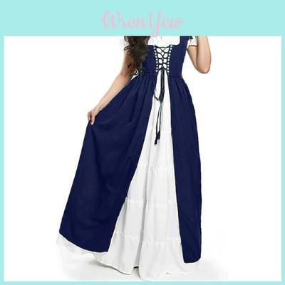 Medieval Fantasy Corset Dress For Cosplay With Batwing Sleeves And Long Skirt For Adults