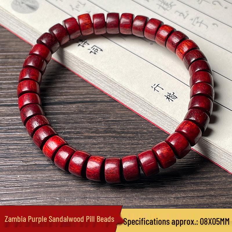 Маленький браслет из сандалового дерева, черного дерева и зеленых бусин