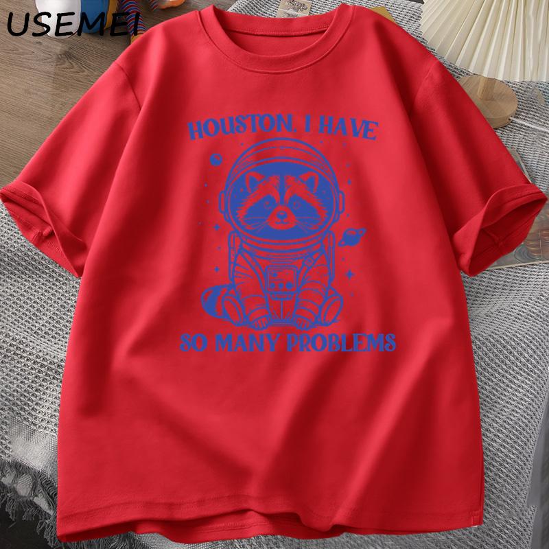 

Houston I Have So Unisexy Problems Tshirt Funny Raccoon Meme Graphic T Shirts Trash Panda Merch Tshirt Unisex Cotton T Shirt Tops XL