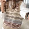 Women V Neck Knitted Sweater Vest Autumn Winter Sleeveless Vest Sweater Short Loose Female Pullovers