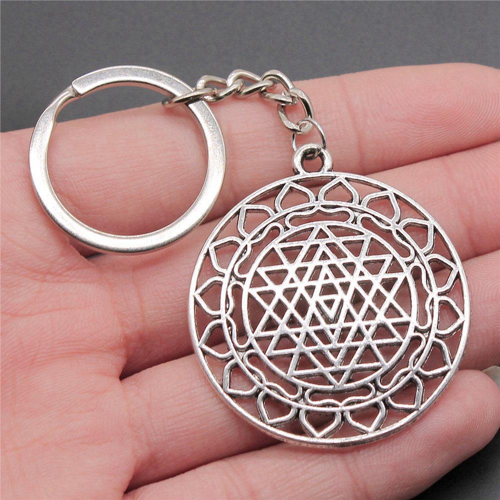 Flower of Life Symbol Sacred Geometry Keychain for Men Best Seller Boho Gift for Her Minimalist School Accessory
