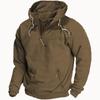 Spring Autumn Mens Solid Vintage Hooded Sweatshirt Sports Tactical Hoodies Half Zip Tracksuit Casual Sweatshirts Male Coats