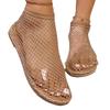 Large Size Women's Shoes Summer New Fishing Net Socks Hollow Diamond Hole Shoes Sexy Foot Flat Sandals