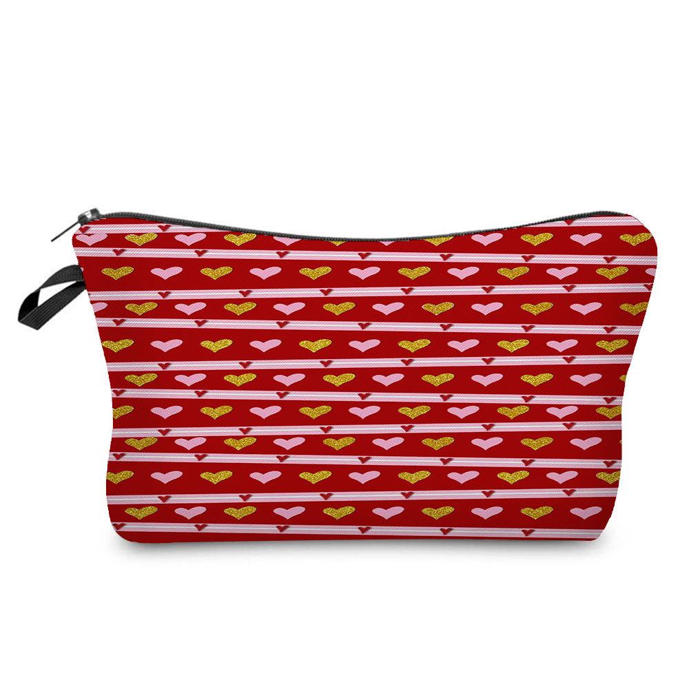 Women Hearts Print Cosmetic Bag Toiletries Organize Travel Storage Case KTB
