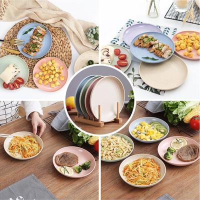 4Pcs Dinner Dishes Wheat Straw Dinner Plates Set Eco Friendly Full Tableware Of Plates Set Kitchen Accessories Plates Dinnerware