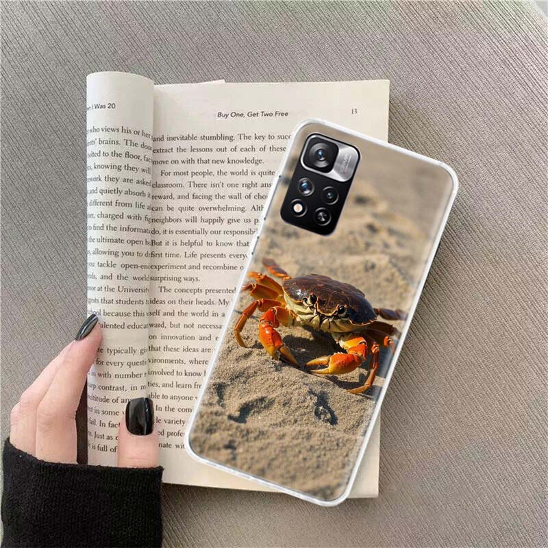 Unique Animal Crab Phone Case For Redmi Note 13 12 Pro Plus 14 15 Pro 5G 11 11T 11E 11S 10 Pro 10S 9 9S Cover Cell Clear TPU Cap