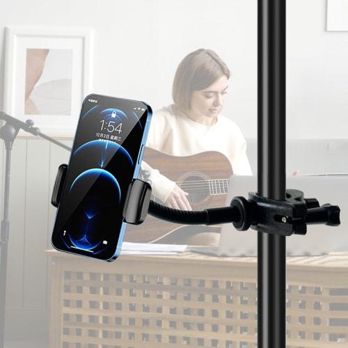 ROTKUEIEE Smartphone Holder for Microphone Stands, Music Stands, and Phones, Precision-Made, Adjustable Angle, Space-Saving, Portable, Ideal for Live