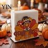 Fall Holiday Dining Accessories Thanksgiving Gnome Turkey Napkin Holder, Wooden Table Storage Rack, Kitchen Counter Organizer Autumn Tabletop