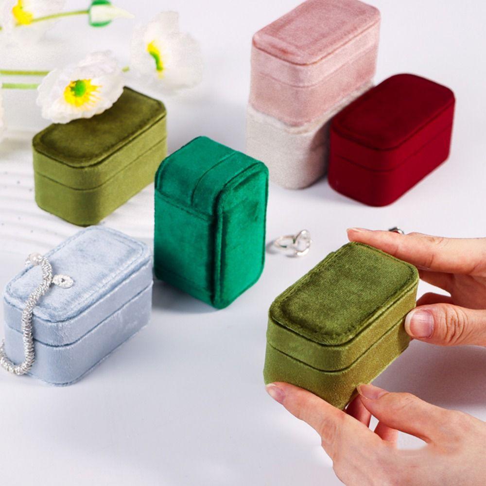 Square Rings Bearer Box Luxury Jewelry Organizer Simple Velvet Rings Holder  Propose