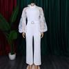 Elegant Jumpsuits Women O Neck Long Sleeve Belt High Waisted Straight Pants Female 2026 New