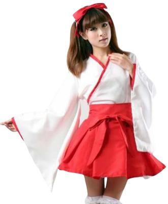 Šventovės Mergelės Cosplay Šventovės Mergelės Drabužiai Japoniška Hakama Šventovės Kimono Mini Balta Raudona [Lady Lazy] (L)