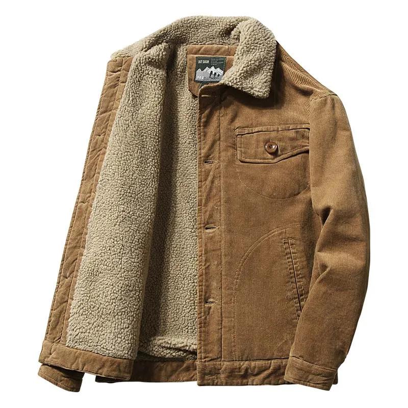 Herren Winter Casual Jacke mit Pelzkragen Herrenmantel Warmer Baumwollmantel Herren Warmer Mantel Plus Samt Verdickte Cordjacke