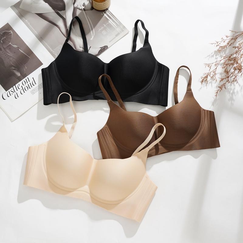 Seamless Women Bra Gathers Shock-Proof Thin Pad Sexy Push Up Underwear Solid Color Female Intimate Bralette Lingerie